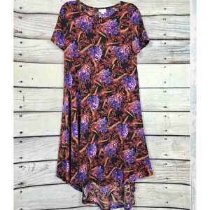 LuLaRoe Carly S Purple Leopard High Low Swing Dress